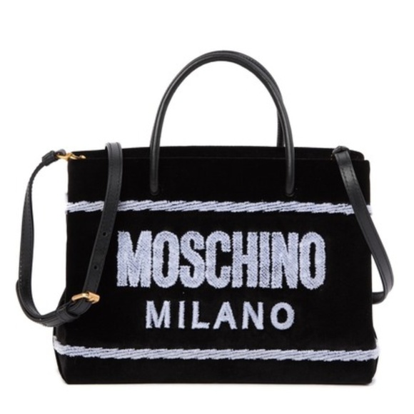 MOSCHINO COUTURE VELVET SIGNATURE TOTE - Picture 2 of 4